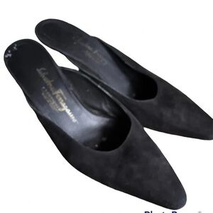 Salvatore Ferragamo Black Suede Mules